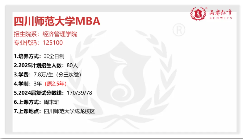 【MBA院校】2025届川渝22所院校MBA/EMBA招生信息汇总