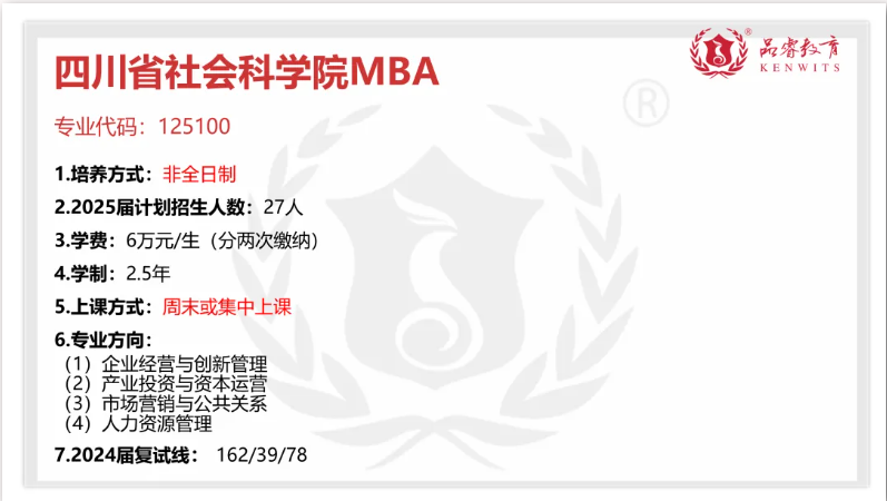 【MBA院校】2025届川渝22所院校MBA/EMBA招生信息汇总